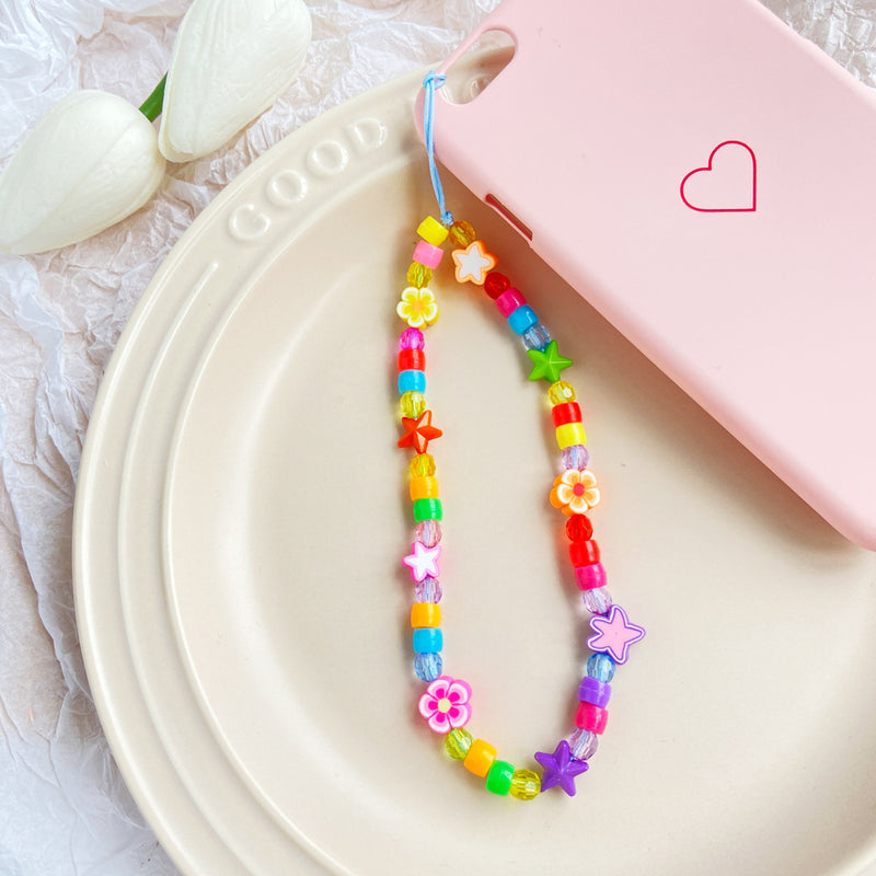 Colored Clay Mobile Phone Lanyard Fruit Flower Heart Star Beaded