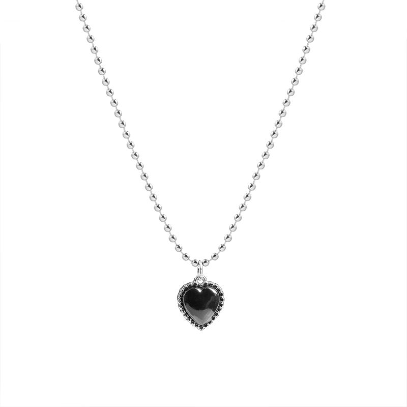 Black Love Pendant Necklace Female Ins