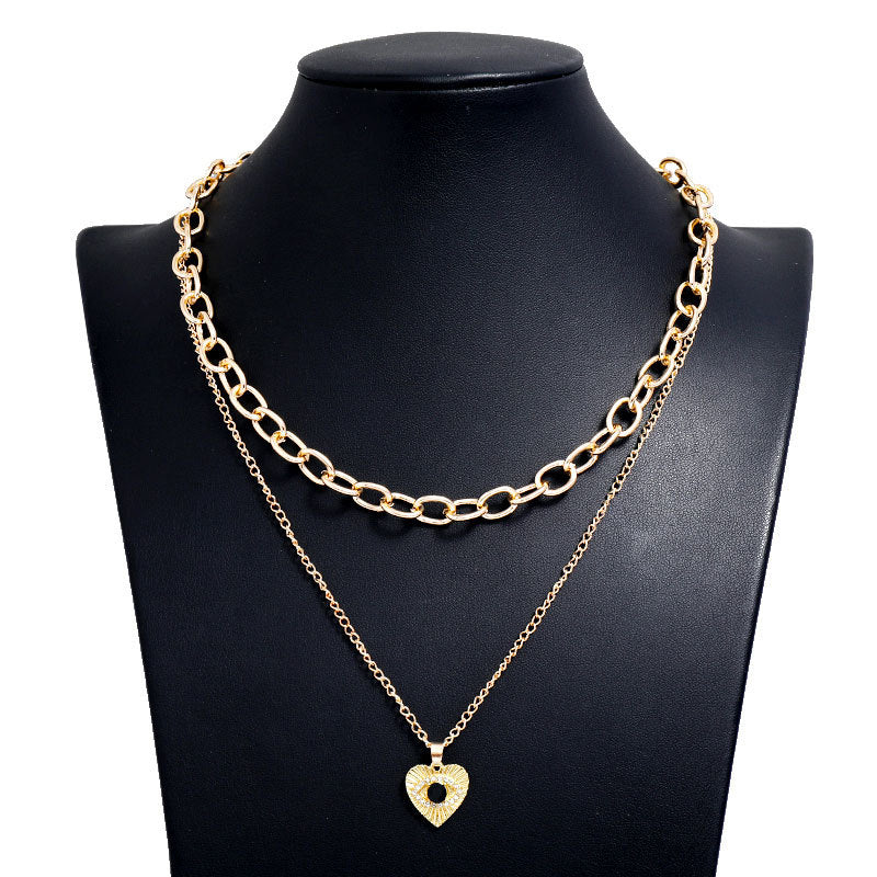 Simple Retro Style Key Double-layer Necklace