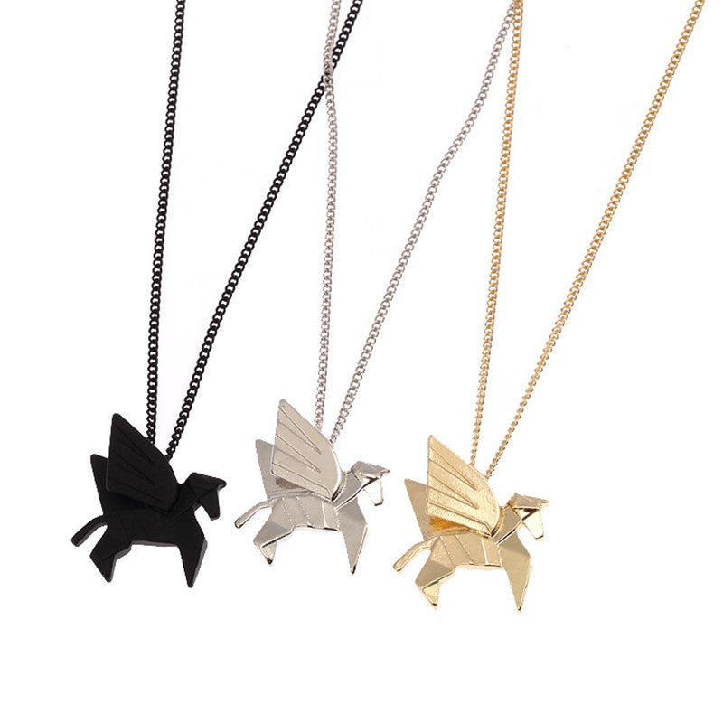 Three-dimensional Origami Animal Short Necklace