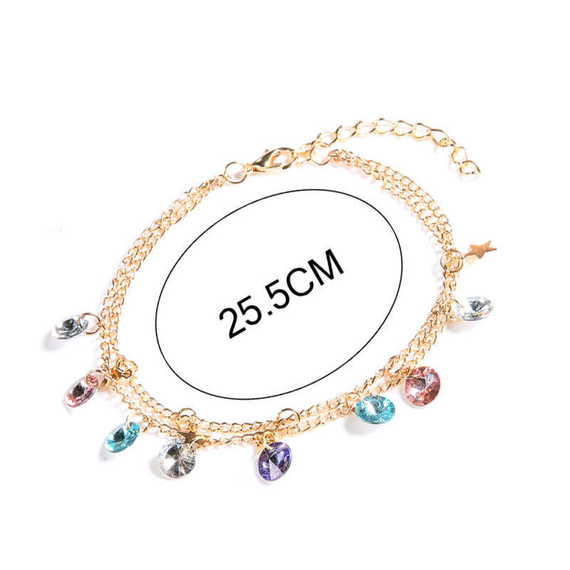 Color Diamond Five-pointed Star Multilayer Anklet