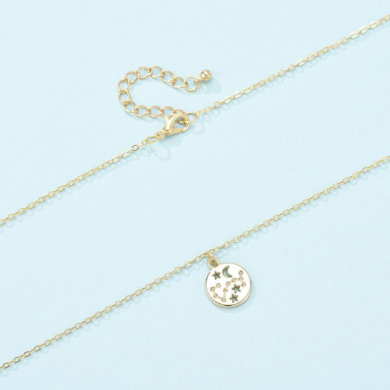 Geometric Round Pendant Six-pointed Star Necklace