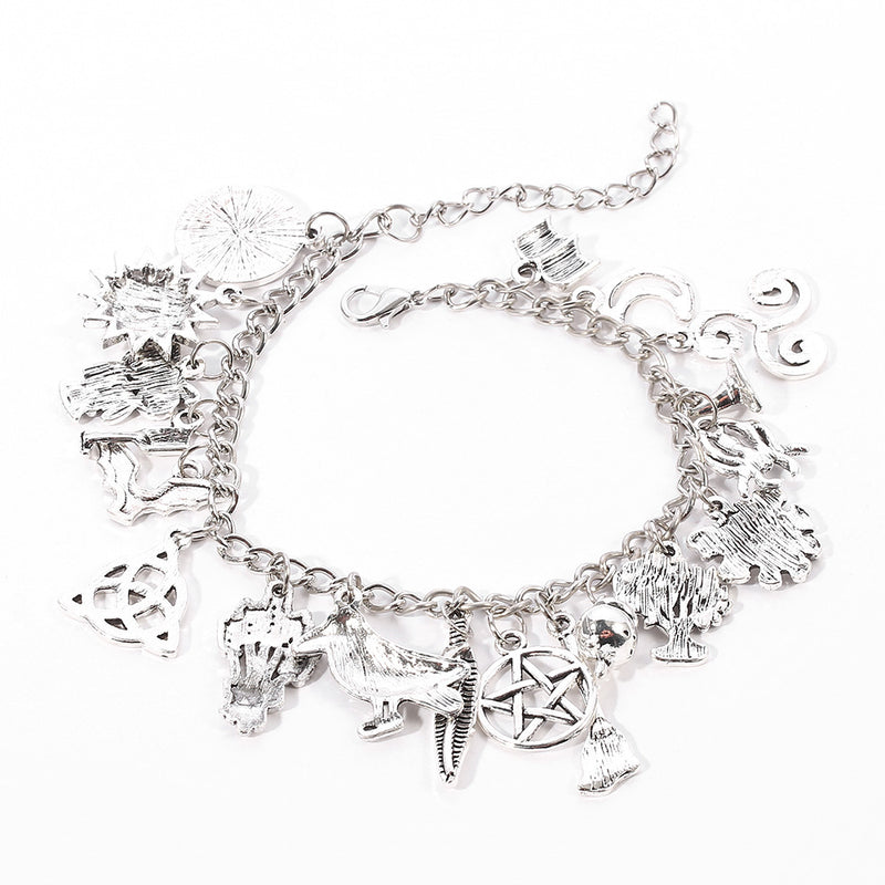 Skeleton Snowflake Stick Crystal Bead Bracelet