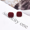 925 Silver Needle Square Simple Color Stud Earrings For Women