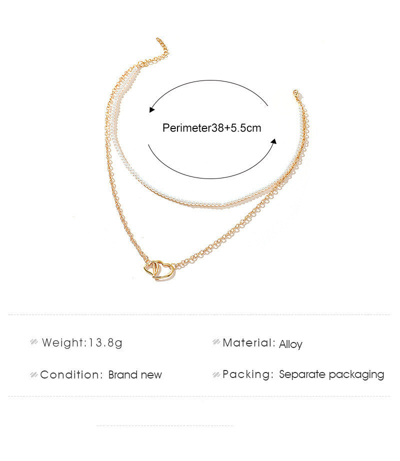 Alloy Multilayer Love Choker Clavicle Chain