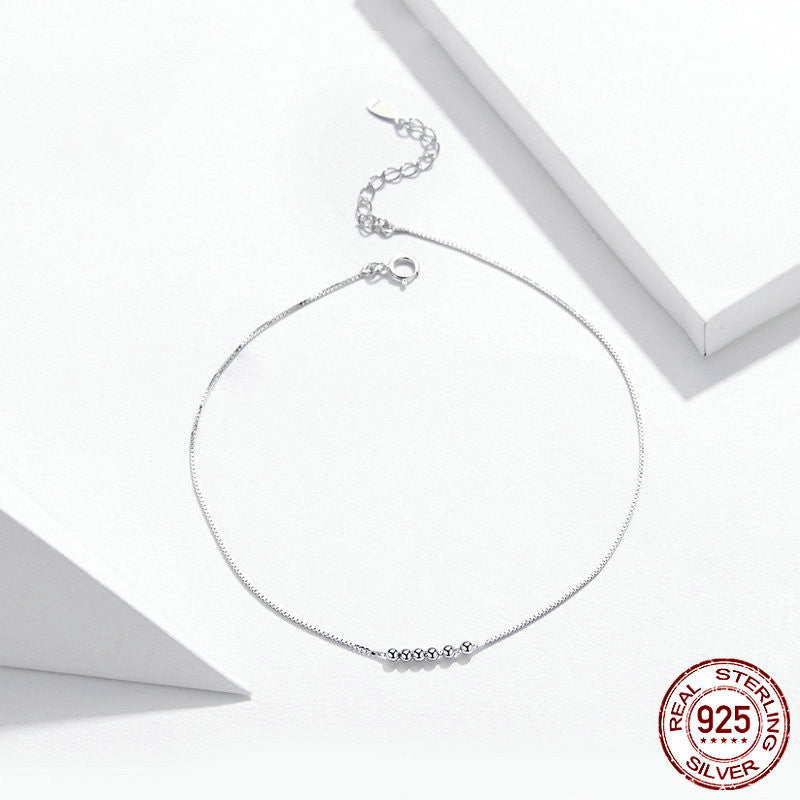 Sterling Silver Anklet Platinum Plated Simple Fashion