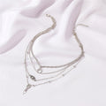 Fashion Tassel Multi-layer Diamond-studded Moon Clavicle Chain Women