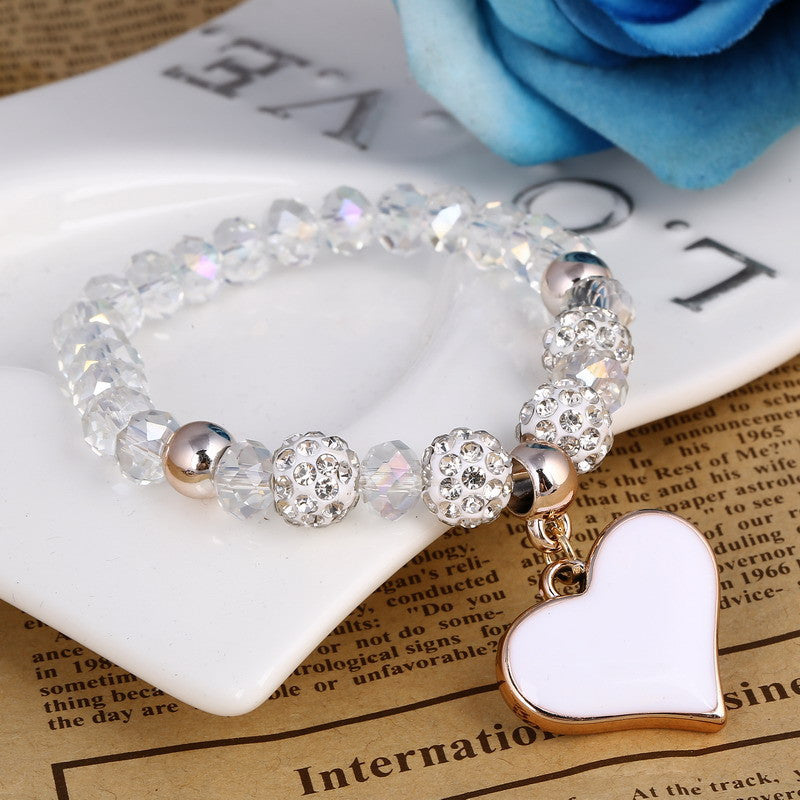 Fashion Sweet Love Pendant Crystal Bracelet Women