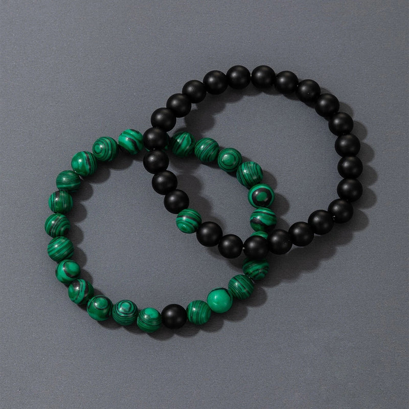 European And American Jewelry Set Of 2 Frosted Bead Bracelets