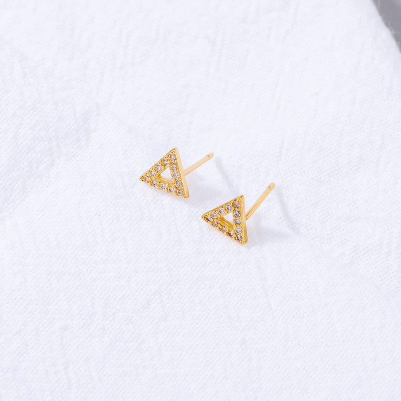 European and American foreign trade fashion simple triangle zircon earrings female diamond gold all-match earrings