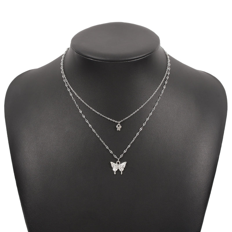 Geometric Micro Inlay Temperament Butterfly Simple Clavicle Chain