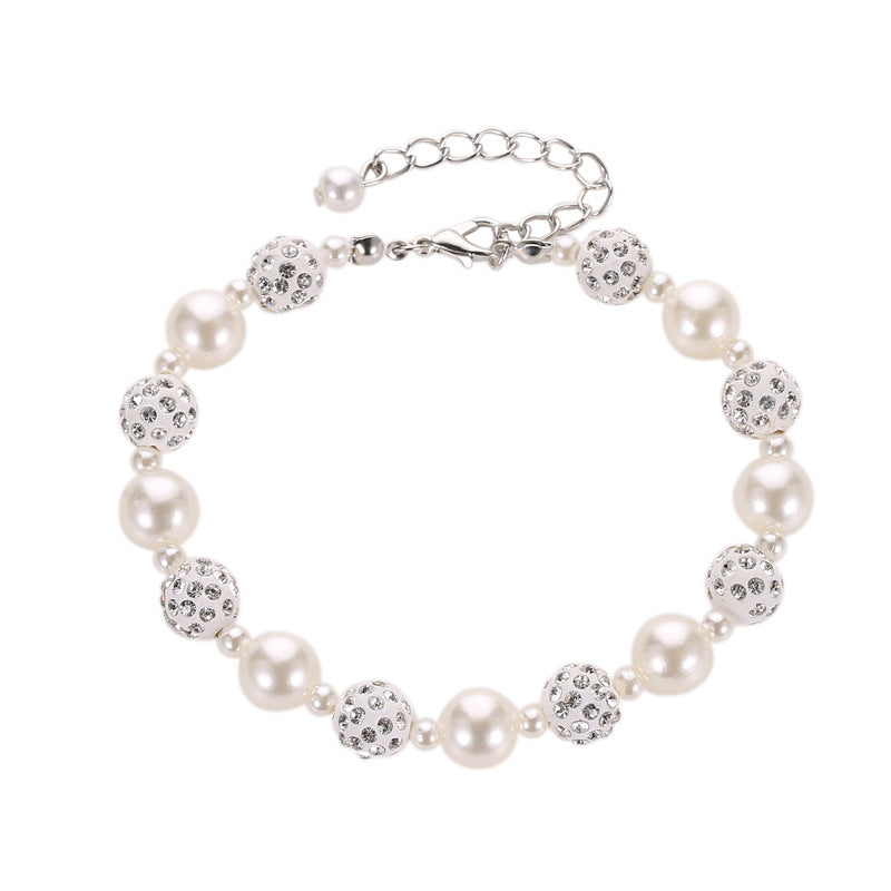 Simple Pearl Diamond Ball String Transfer Bead Bracelet