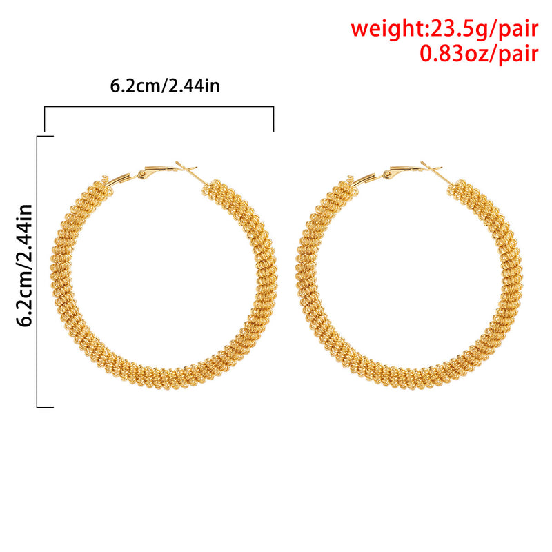 Hong Kong Style Exaggerated Metal Spiral Big Circle Earrings