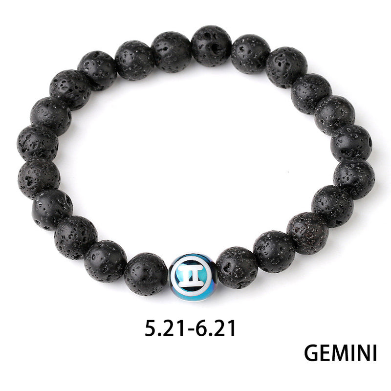 Zodiac Couple Natural Lava Stone Bracelet