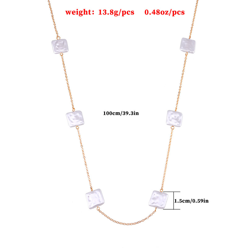 European And American Cross-border Jewelry Geometric Multi-layer Trendy Pearl Necklace Women