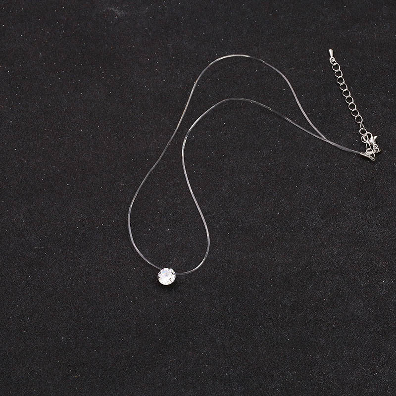 Korean version of the creative transparent fishing line invisible necklace with diamond zircon clavicle chain