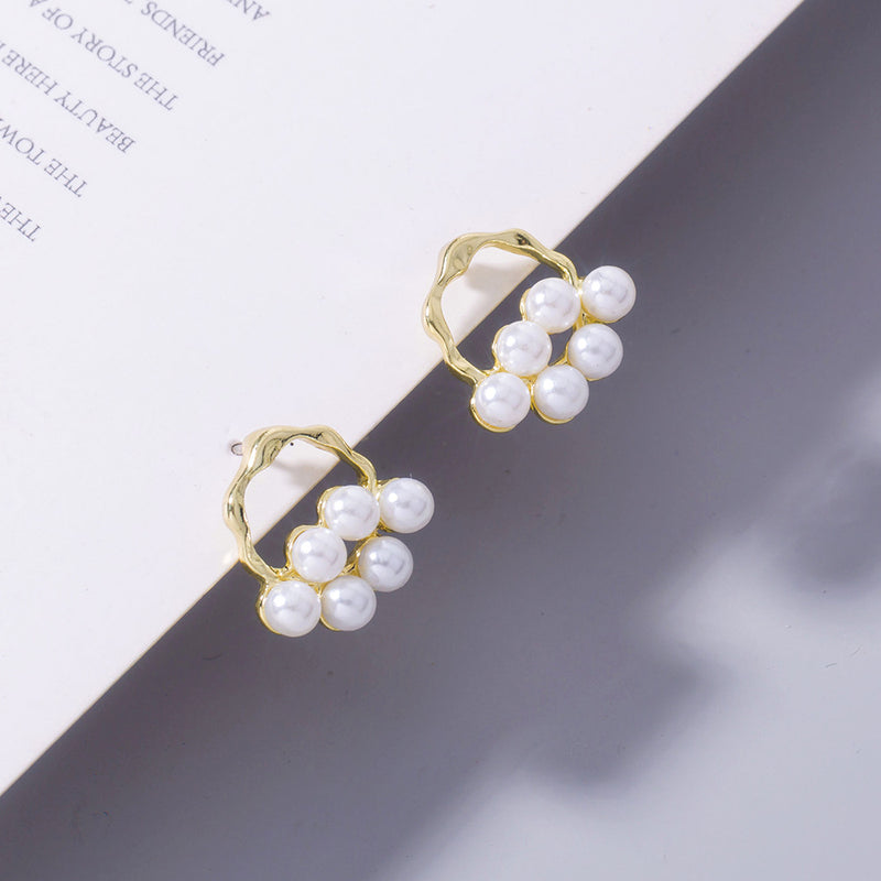 Ancient Gold Shaped Geometric Pearl Earrings Female Accessories