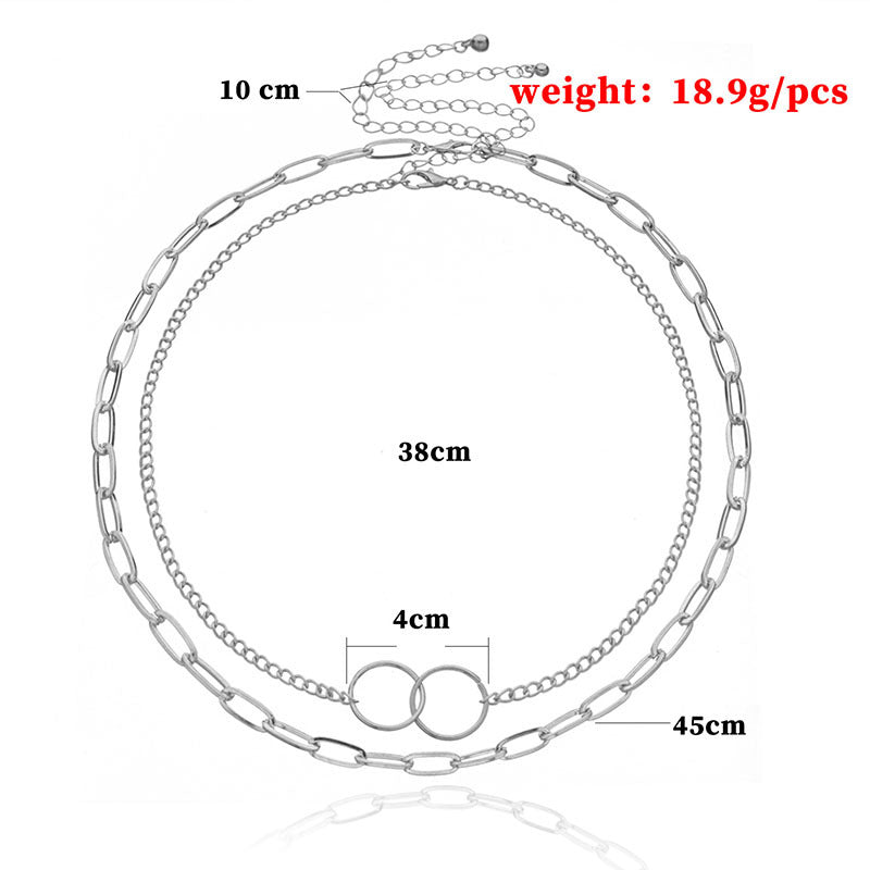 Cold Wind Chain Double-layer Necklace Square Thick Chain