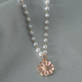Pearl Flower Pendant Necklace Korean Style Oil Dripping Chrysanthemum