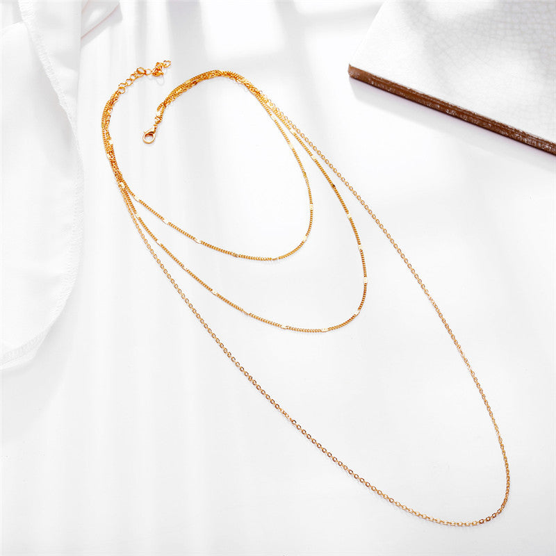 Simple multi-layer three-layer necklace