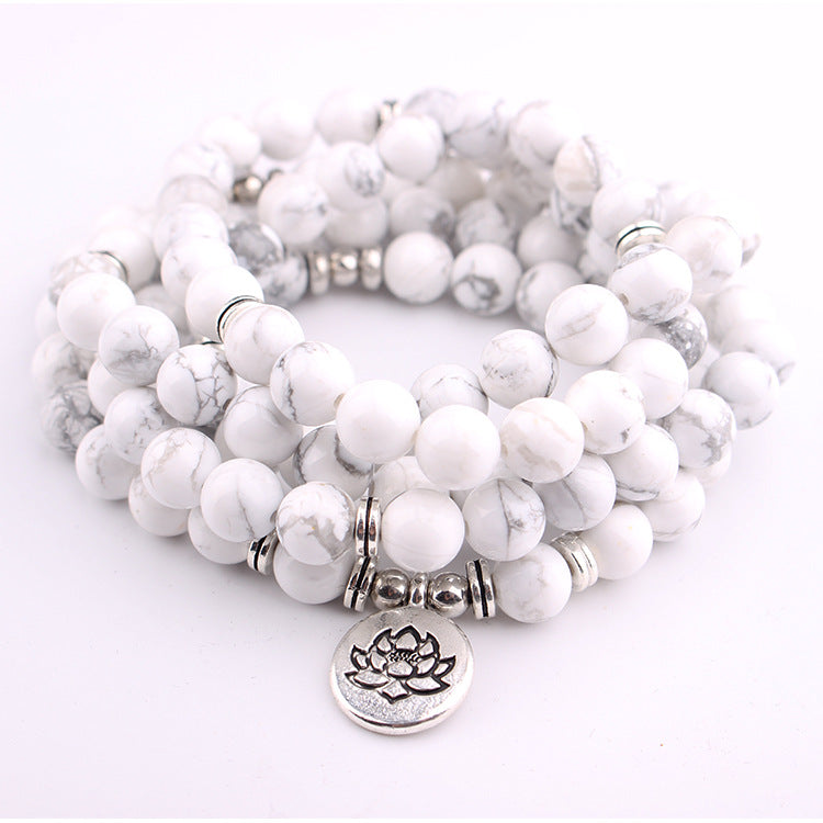 White white stone flower beads bracelet