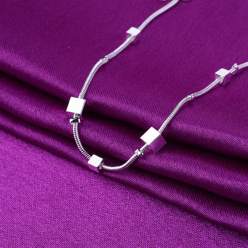 Brushed geometric small square anklet