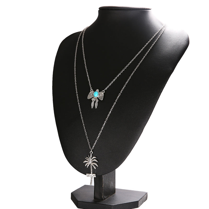 Cross-border e-commerce jewelry summer beach series Hawaiian fruit tree beach micro-mosaic Turquoise multi-layer necklace wholesale