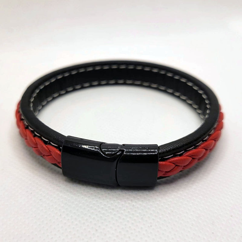 Woven Leather Bracelet Magnetic Snap Leather Bracelet