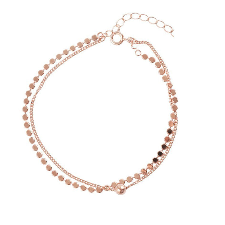 Flat bead double side chain bracelet