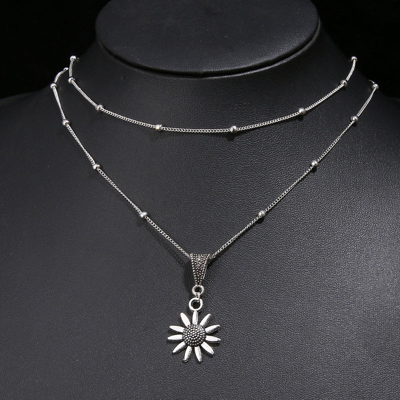 Creative Retro Sunflower Alloy Pendant Necklace