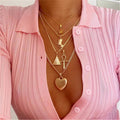 Cross Flower Multilayer Necklace Love Geometric Triangle