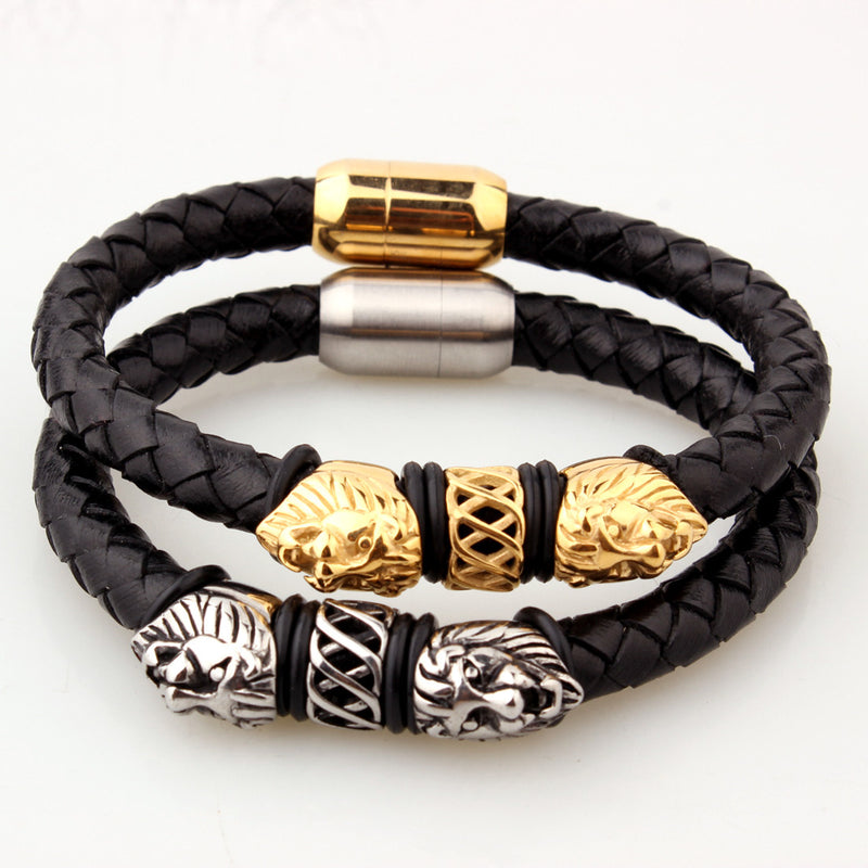 Alloy Braided Leather bracelet