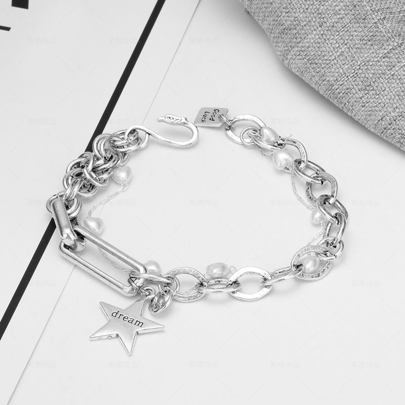 Alloy Bracelet Ins Niche Design National Tide Retro Couple Jewelry