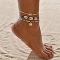 Shell beads push-pull anklet