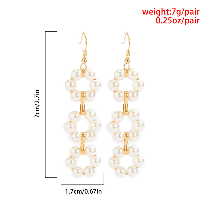 Jewelry Simple Style Pearl Flower Tassel Earrings