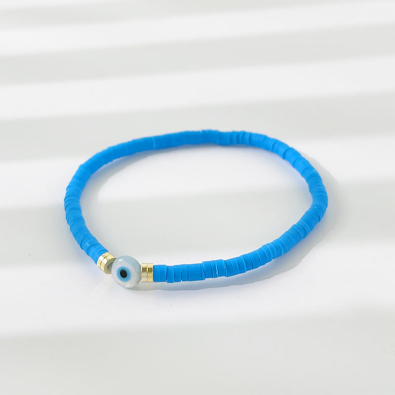 Rainbow Candy Clay Bead Eye Bead Bracelet