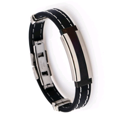 Fashion Stainless Steel men's Silicone Bracelet