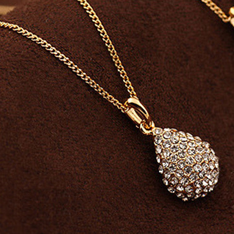 Fashion full diamond drop necklace