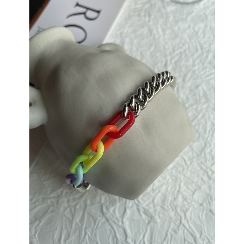 Arcylic & Titanium Stitched Bracelet