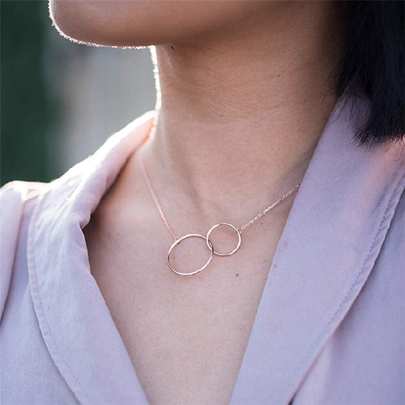 Women's Sweater Chain Double Circle Fashion Necklace