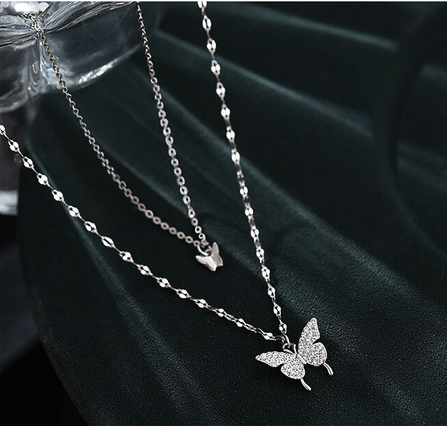 Ins Style Double Butterfly Necklace Light Luxury