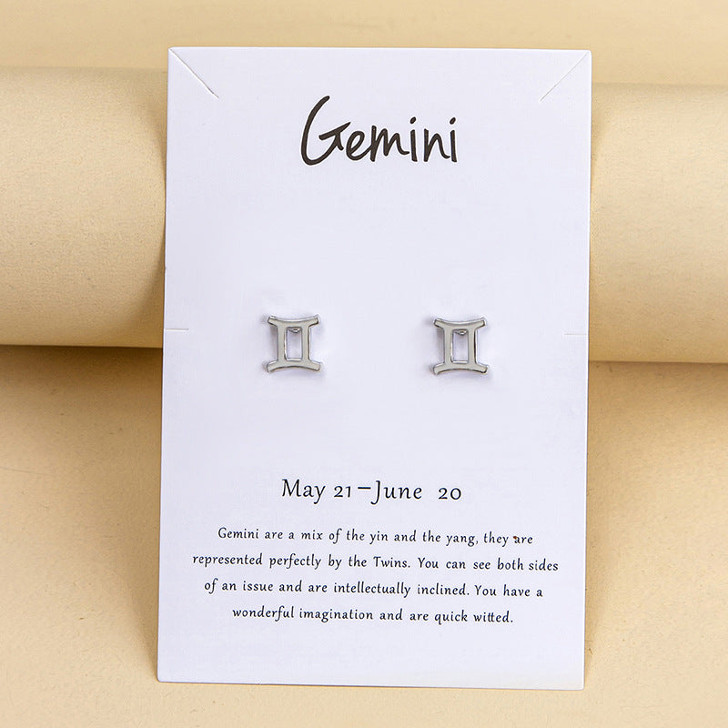 Twelve Constellation Earrings Gold And Silver 12 Zodiac