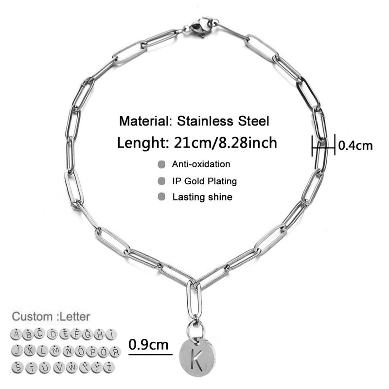 ins simple stainless steel square chain bracelet