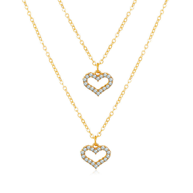 2021 Trend Elegant Jewelry Crystal Love Letter Pendant Necklace Golden Color
