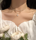 New Fashionable Artificial Pearl Double Layer Necklace For Women