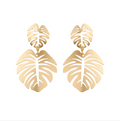 Candy-colored romantic openwork leaf-shaped exquisite fashion earrings