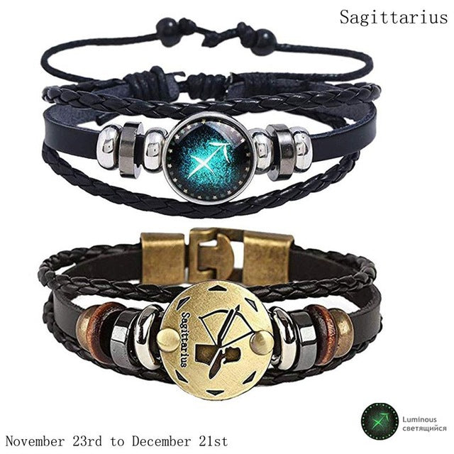Men's Leather Personality Vintage Zodiac Bracelet