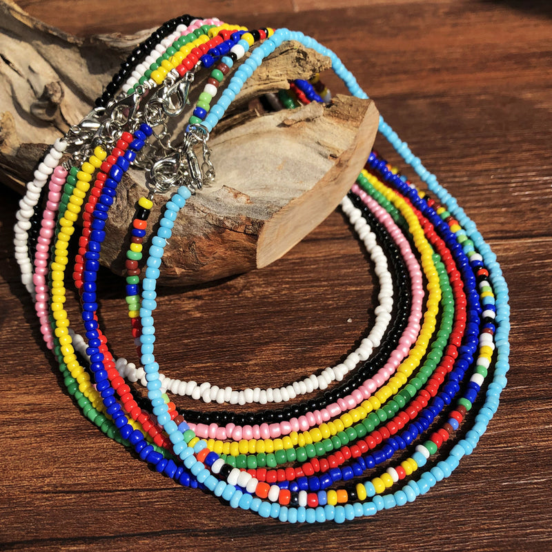 Fashion Handmade Beaded Colorful Rice Bead Necklace