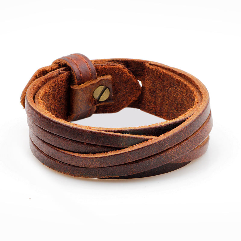 Retro Simple Leather Bracelet Men's All-match Punk Rock Leather Bracelet