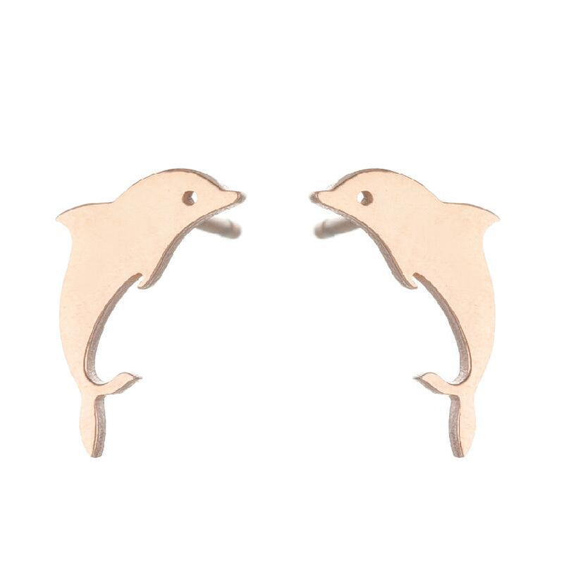 New Style Earrings Stainless Steel Plating Simple Cat Dolphin